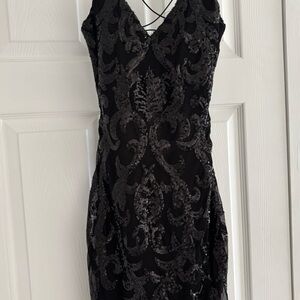 Windsor Black Sequin Backless Dress